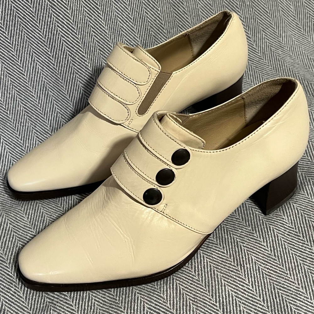 NEW*VTG Roberto Rinaldi Ankle Shoes/Booties Leather. shoes~Size:8.5~ in cream
